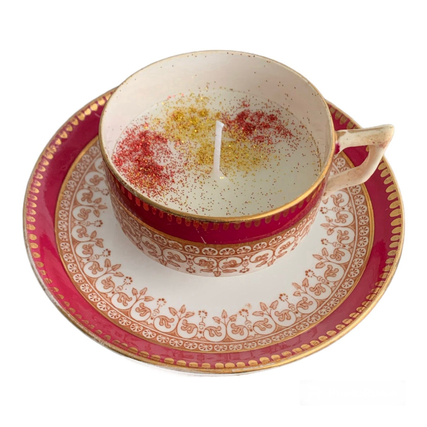 Candela Profumata Tazza in ceramica Inglese con piattino in cera di soia